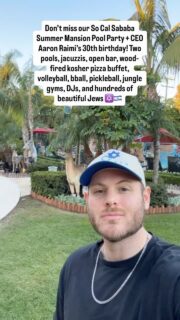 Don’t miss our So Cal Sababa Summer Mansion Pool Party + Founder/CEO @aaronraimi 30th birthday! 🔥

😋All you can eat kosher pizza buffet (falafel, salads, chips, dips, fruit, veggies, desserts) 
🥂Open bar 
🌊2 pools (1 indoor)
💦3 jaccuzis
🐒Jungle gym
🏀Basketball court
🏐Volleyball court
🏓Ping pong
🎧Special guest DJs
🤩And much more! 

🗓️Sunday, May 24th. 1-6pm. 
📍Long Beach, CA. 
👉🏼For ages 21+ 

LINK IN BIO to get your ticket! 👆🏼

#jewish #meetjew #party #longbeach #judaism