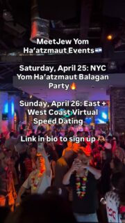 🇮🇱UPCOMING MEETJEW YOM HA’ATZMAUT EVENTS! 

Saturday, April 25: Yom Ha’atzmaut Balagan Party in NYC! 🥳 

Sunday, April 26: West and East Coast Virtual Speed Dating - FREE ENTRY for everyone till Friday, April 17, and free entry the entire time for former/current IDF soldiers! 💙

LINK IN BIO to sign up! ☝🏼

#israel #jewish #nyc #yomhatzmaut #party